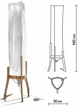Торшер h160, d 50cm, 16Вт Spot Led, 3.5кг, IP20, Cristalflex, дерево, цвет Fume